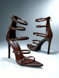 Multi strap stiletto heels with glossy patent finish image 6