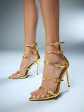 Multi strap stiletto heels with glossy patent finish image 9