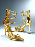 Multi strap stiletto heels with glossy patent finish image 11