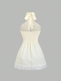 Apricot lace mini dress view 2