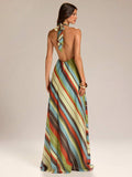 Striped backless maxi dress view 2