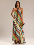 Striped backless maxi dress view 3