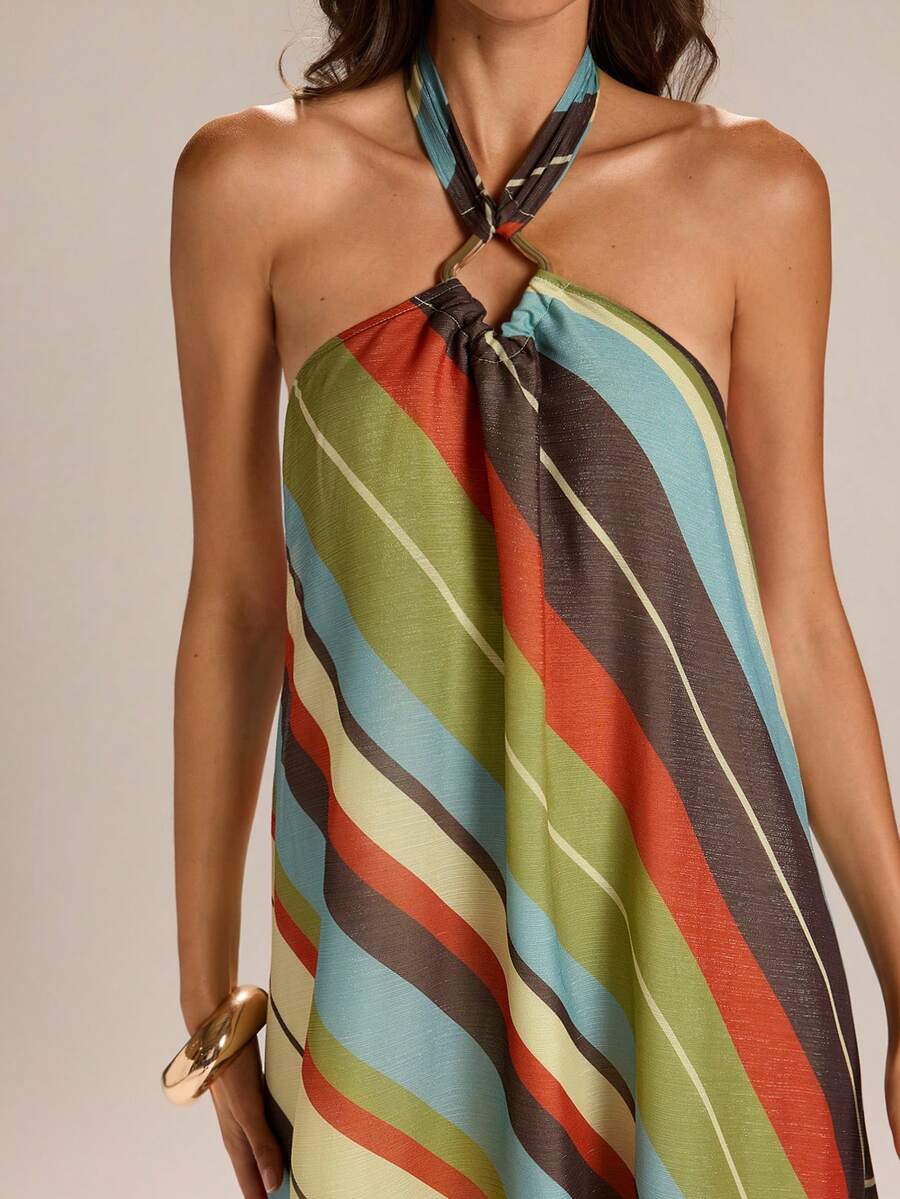 Striped backless maxi dress view 4