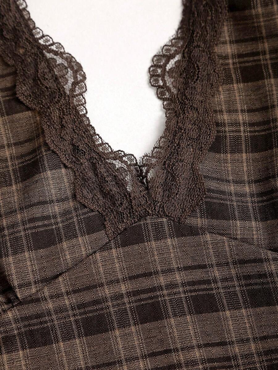 Brown A-line mini dress view 4