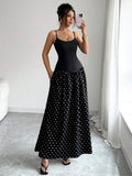 Black and white polka dot dress view 3