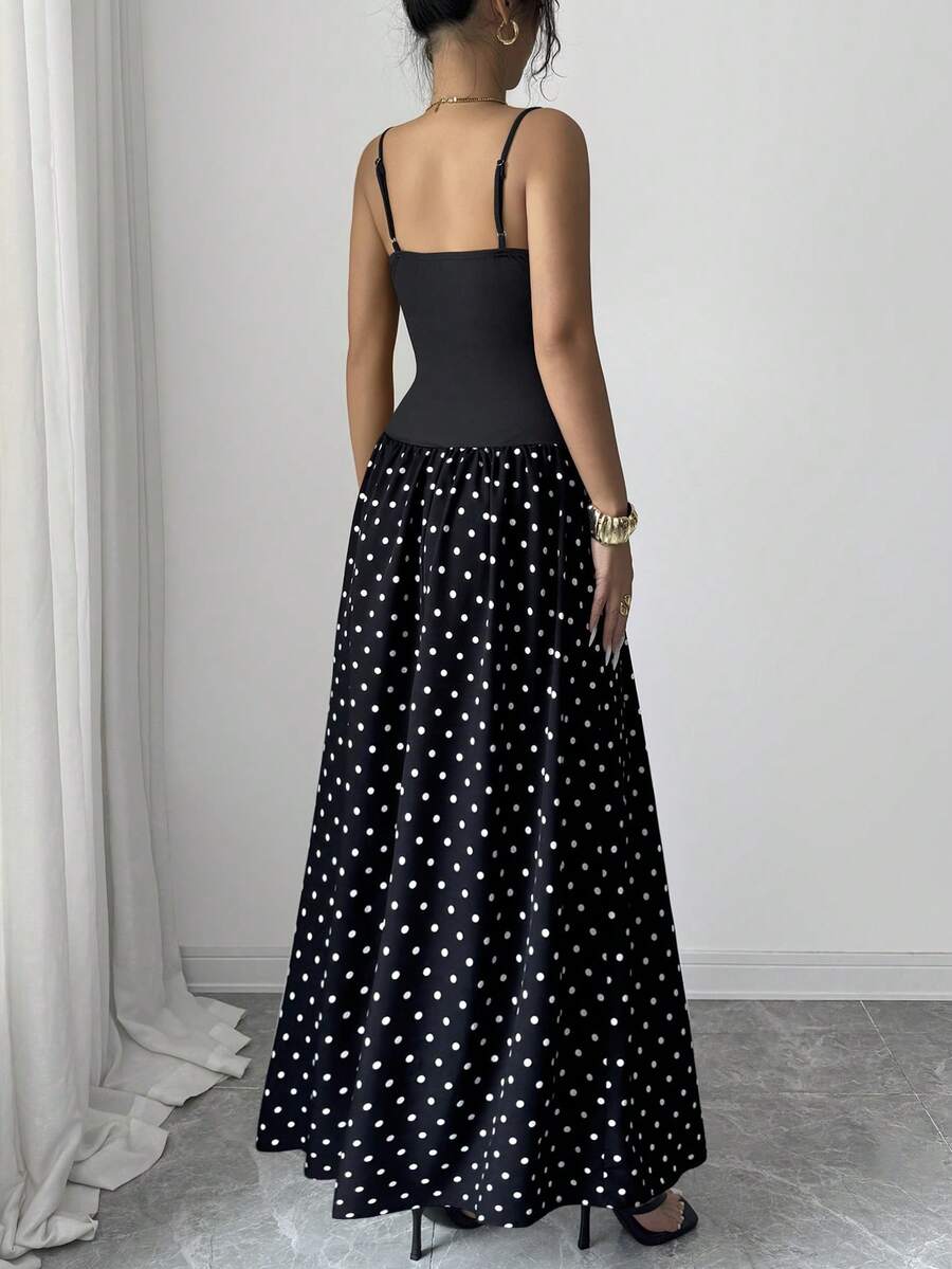 Black and white polka dot dress view 4