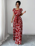 Red print maxi dress view 3