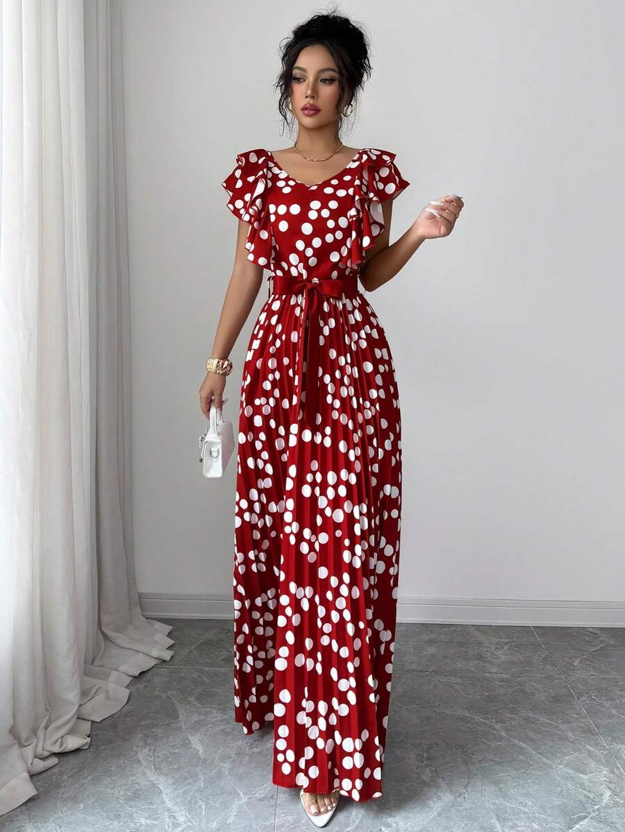Red print maxi dress view 3
