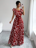Red print maxi dress view 4