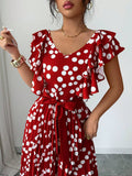 Red print maxi dress view 5