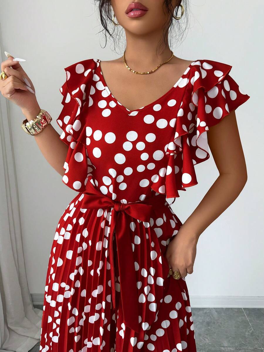 Red print maxi dress view 5