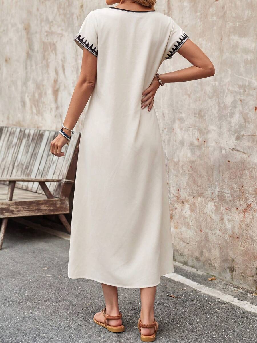Front view of Color Block Pocket Casual Party Dress for Women – Perfect Summer Outfits & Vacation Wear for women dress styling