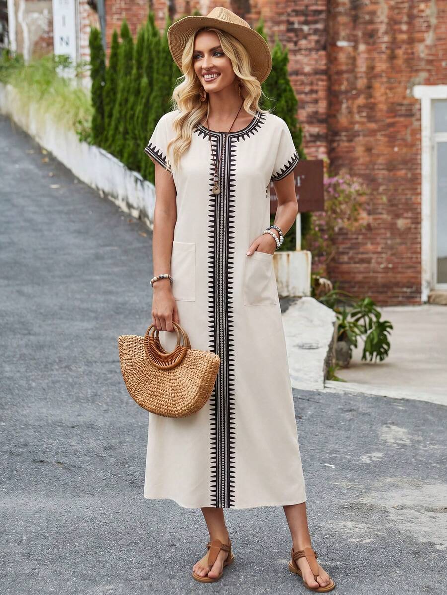 Detail view of Color Block Pocket Casual Party Dress for Women – Perfect Summer Outfits & Vacation Wear for women dress styling