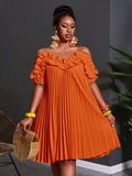 Image 4 - fabric detail of Chic Yellow Babydoll Dress - Perfect for Festivals, Parties, and Casual Outings