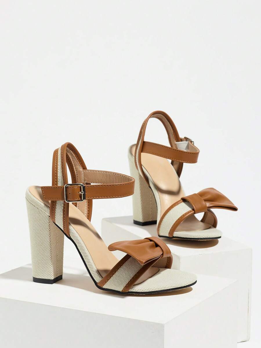 Image 3 - back view of Elegant Color Block High Heel Sandals for Women - Perfect Summer Daily Wear