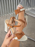 Image 1 - front view of Elegant Color Block High Heel Sandals for Women - Perfect Summer Daily Wear