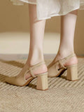 vintage peep toe block heel pumps image 9 showing visible heel, toe, strap, color, and material details