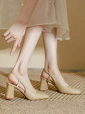 vintage peep toe block heel pumps image 7 showing visible heel, toe, strap, color, and material details
