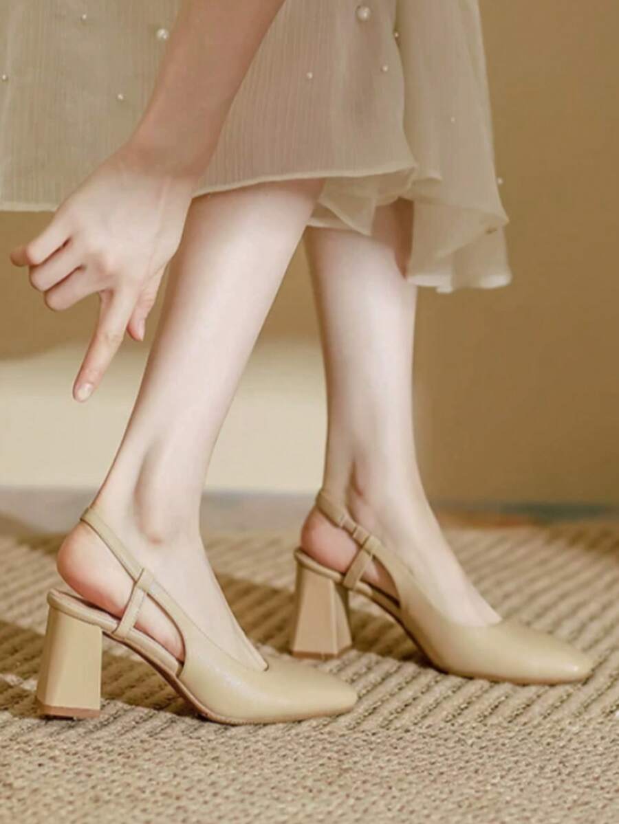vintage peep toe block heel pumps image 7 showing visible heel, toe, strap, color, and material details