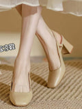 vintage peep toe block heel pumps image 8 showing visible heel, toe, strap, color, and material details