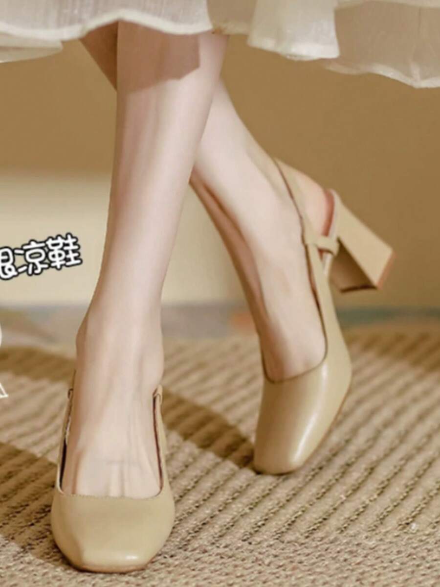 vintage peep toe block heel pumps image 8 showing visible heel, toe, strap, color, and material details