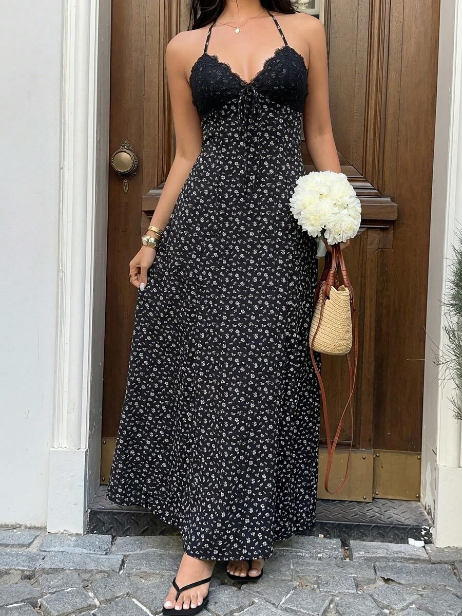 Capture effortless elegance with this blue plaid halter maxi dress, designed to blend classic charm with modern sophistication.