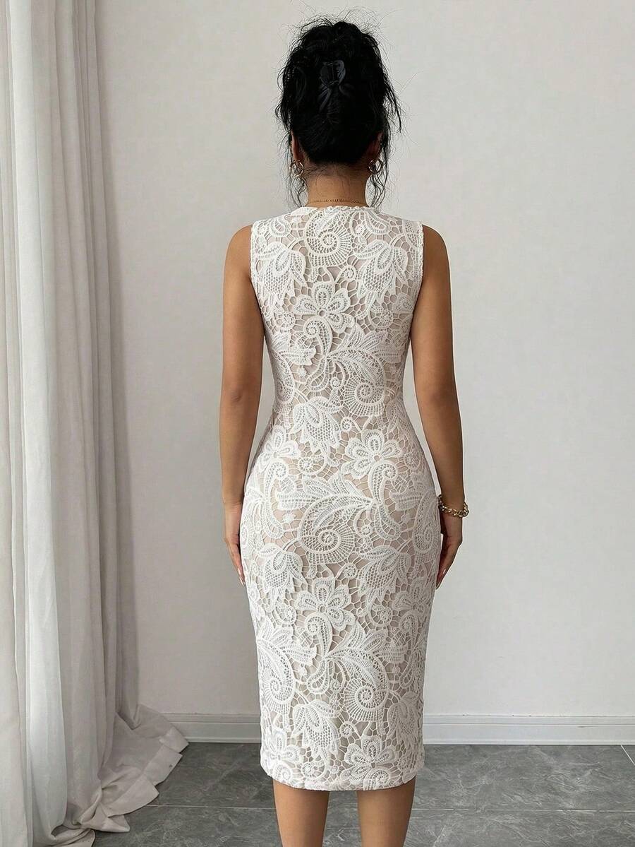 Apricot midi dress view 2