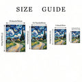 Size guide image for starry night canvas wall art print options