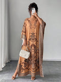 Image 2 - side profile of Chic Plus Size Batwing Sleeve Dress for Effortless Vacation and Party Style