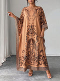 Image 3 - back view of Chic Plus Size Batwing Sleeve Dress for Effortless Vacation and Party Style