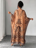 Image 4 - fabric detail of Chic Plus Size Batwing Sleeve Dress for Effortless Vacation and Party Style
