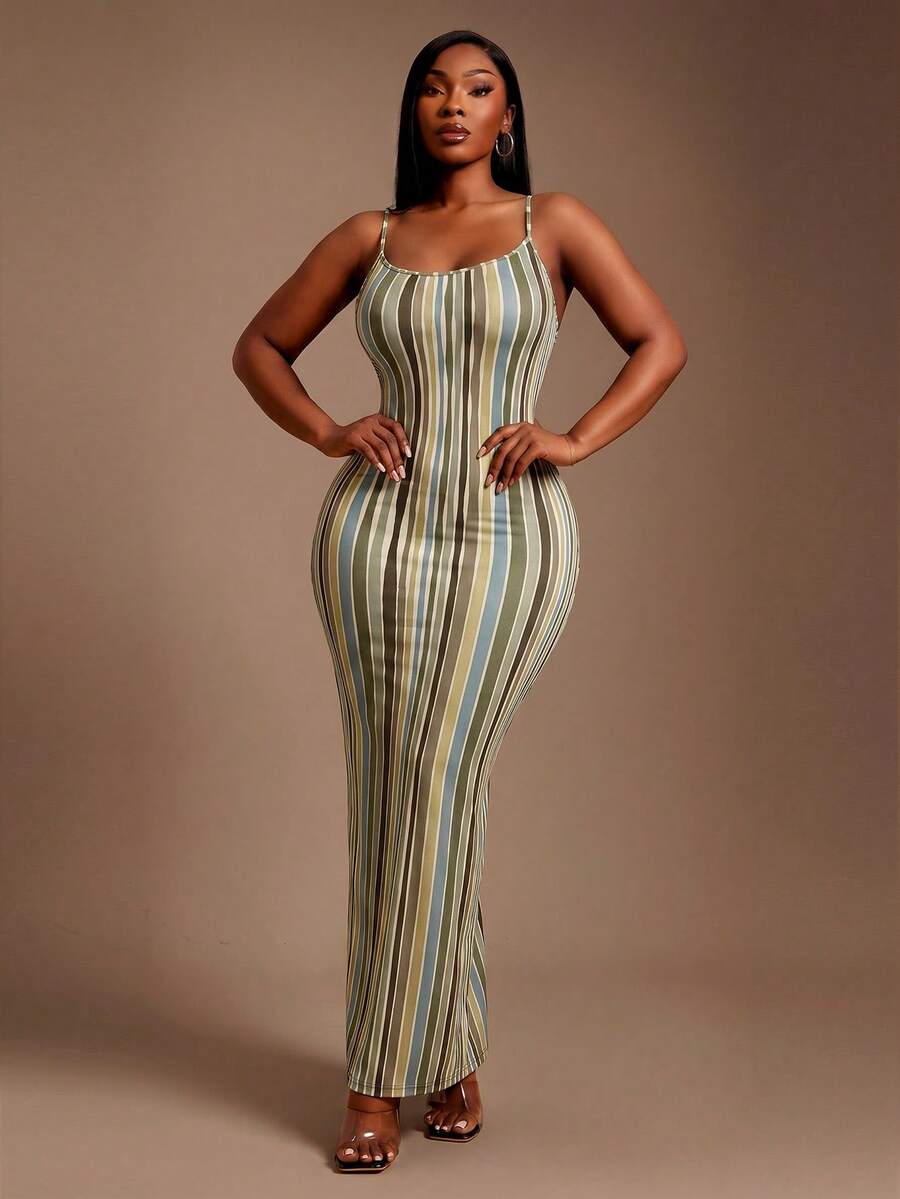 Image 4 - fabric detail of Elegant Plus Size Casual Brown Bodycon Maxi Dress for Women - Perfect for Night Out