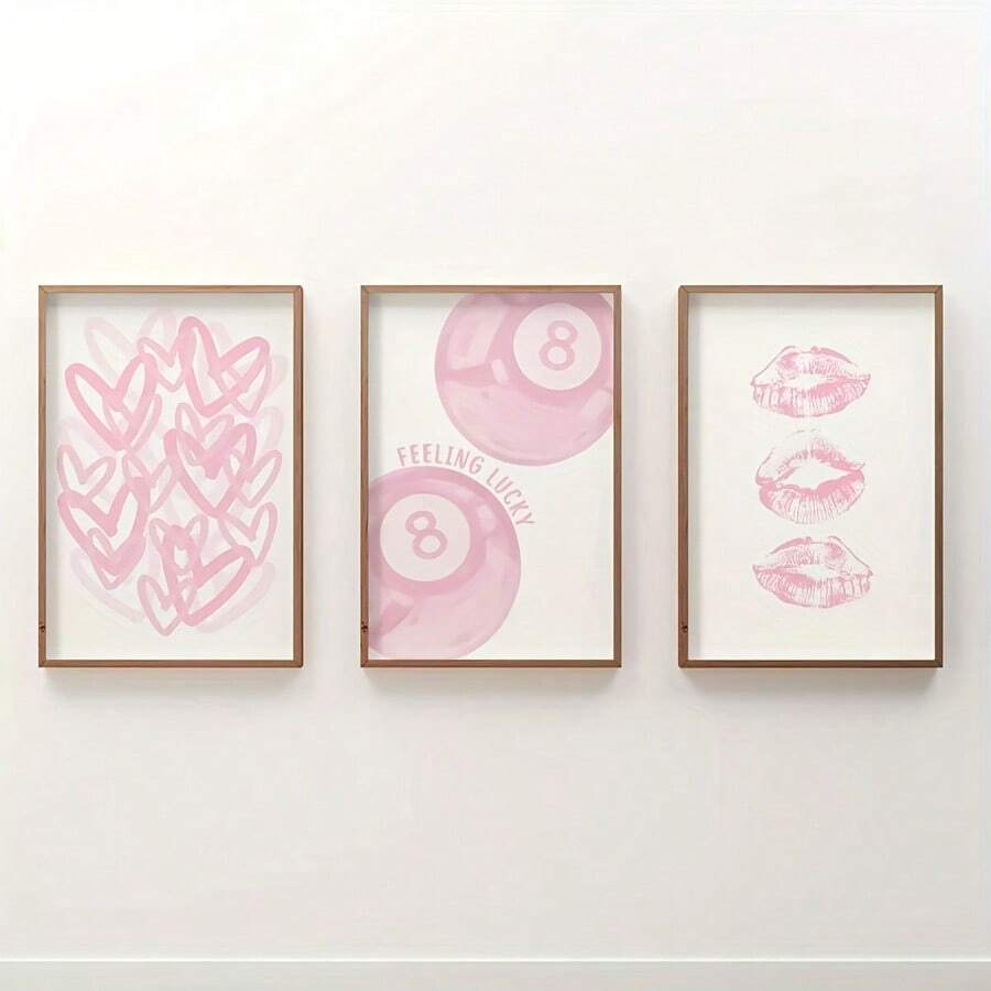 Glossy pink lips pop-art poster for bedroom or dorm