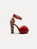 Image 3 - back view of Stylish Leopard Print High Heels with Double Buckle Design - Summer Party Sandals for Women