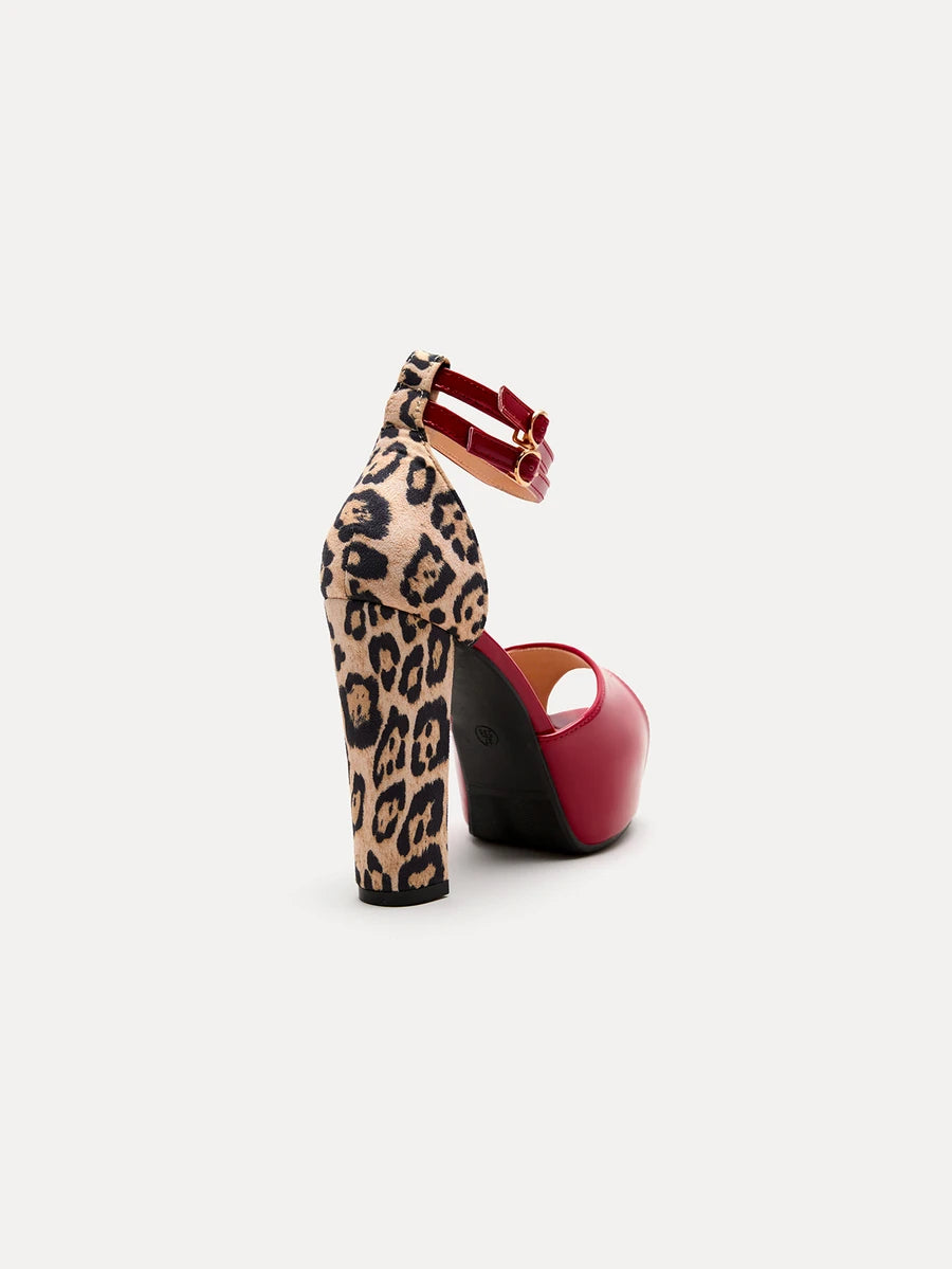 Image 1 - front view of Stylish Leopard Print High Heels with Double Buckle Design - Summer Party Sandals for Women