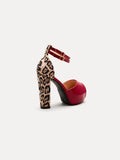 Image 4 - heel detail of Stylish Leopard Print High Heels with Double Buckle Design - Summer Party Sandals for Women