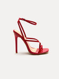 Detail view of Stylish Silver Stiletto Heels for Women: Trendy High Heel Sandals with Metal Strap Detail for women shoe styling