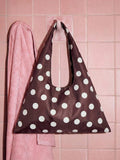 Magenta paisley satin hobo shoulder bag with wide loop strap