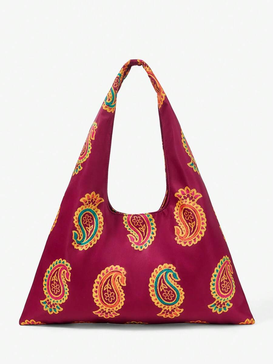Lime and dark stripe satin hobo bag with U shaped opening