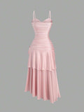 Pink ruffle maxi dress view 2