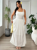 Image 4 - detail view of Plus Size Women's Summer Casual Dress with Cinched Waist and Bow Detail - Minimalist Vacation Style