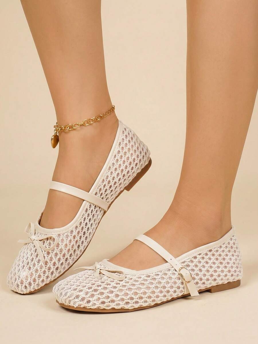 mesh sequin Mary Jane ballet flats image 26 showing visible shoe design, texture, strap, heel or flat sole details