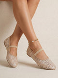 mesh sequin Mary Jane ballet flats image 41 showing visible shoe design, texture, strap, heel or flat sole details