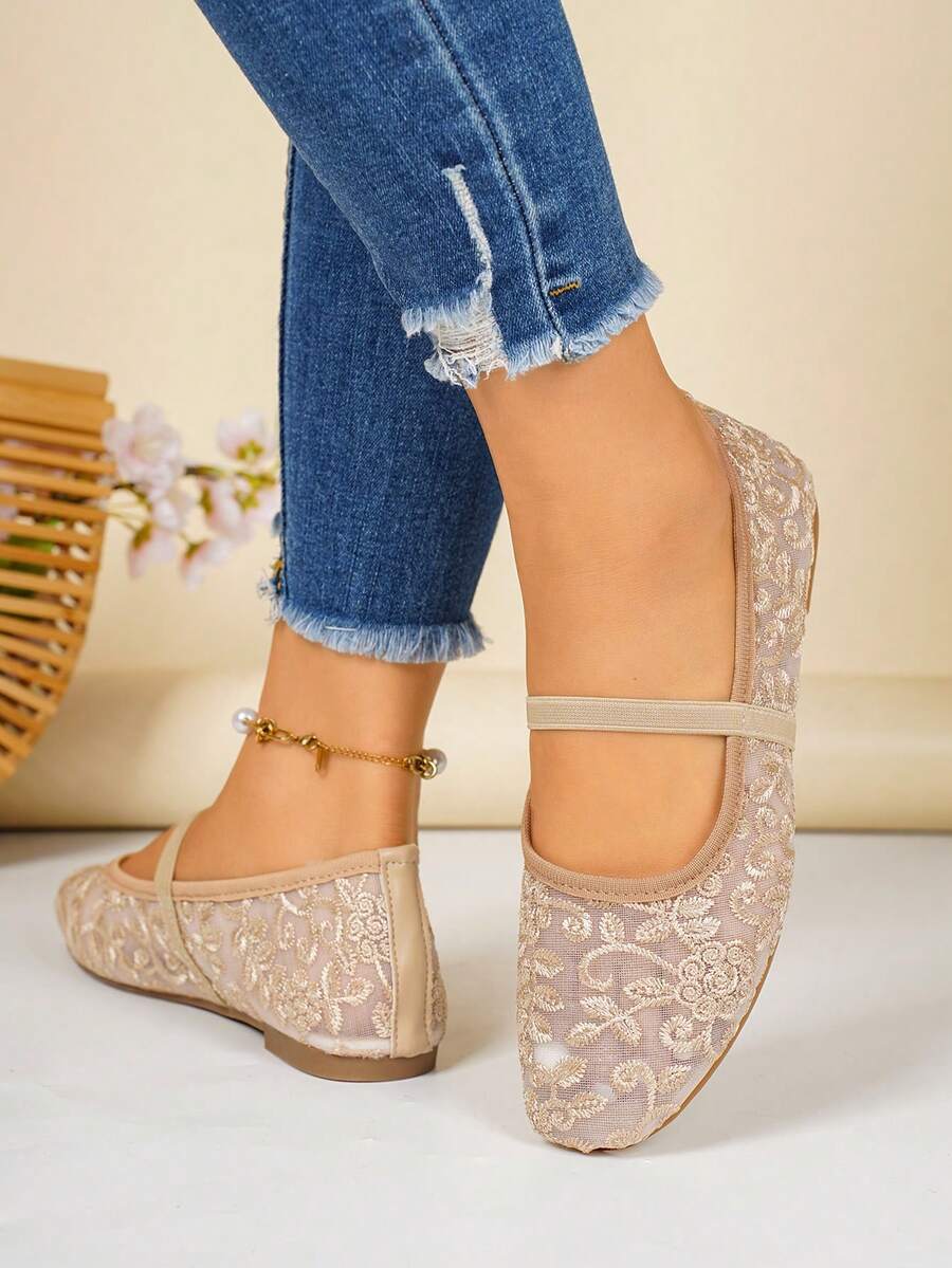 mesh sequin Mary Jane ballet flats image 43 showing visible shoe design, texture, strap, heel or flat sole details