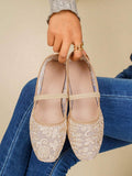 mesh sequin Mary Jane ballet flats image 42 showing visible shoe design, texture, strap, heel or flat sole details