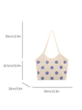 Side profile of Trendy Floral One-Shoulder Canvas Handbag for Female Students - Minimalist Cloud Bubble Design in White color