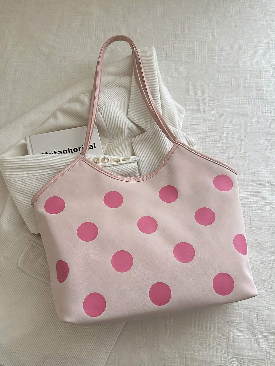 Close-up detail of Trendy Floral One-Shoulder Canvas Handbag for Female Students - Minimalist Cloud Bubble Design in White color