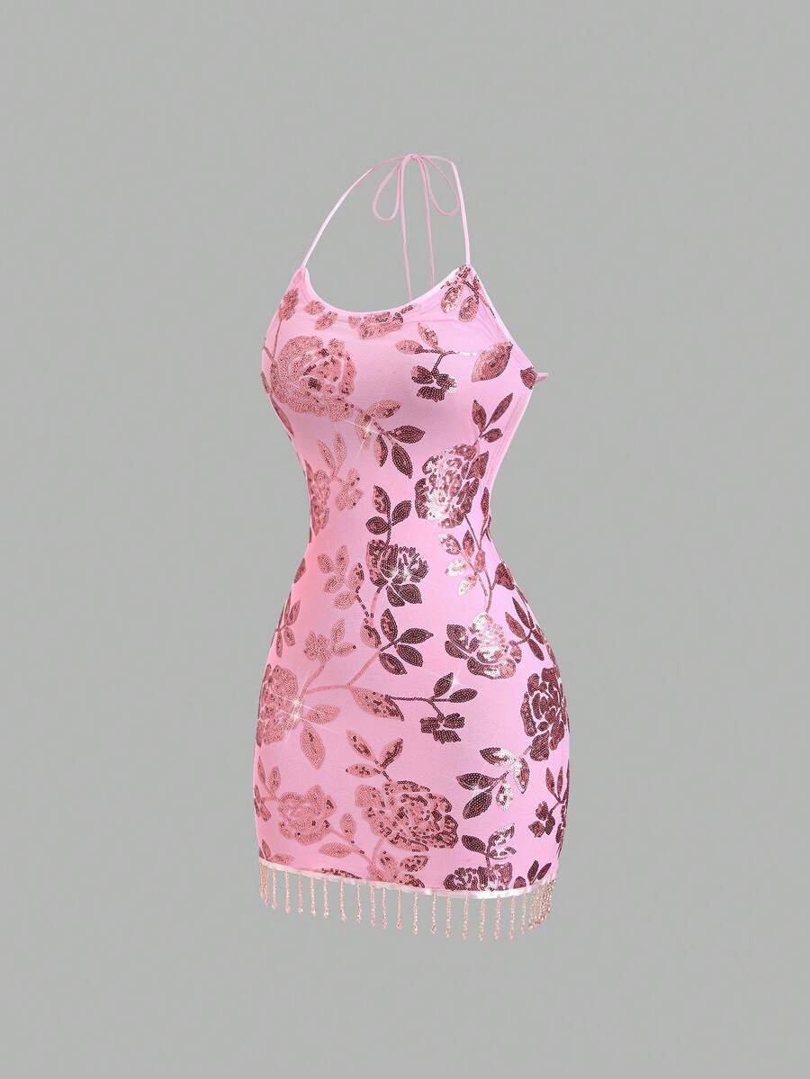 Final angle of pink beach-ready mini dress for dating and parties