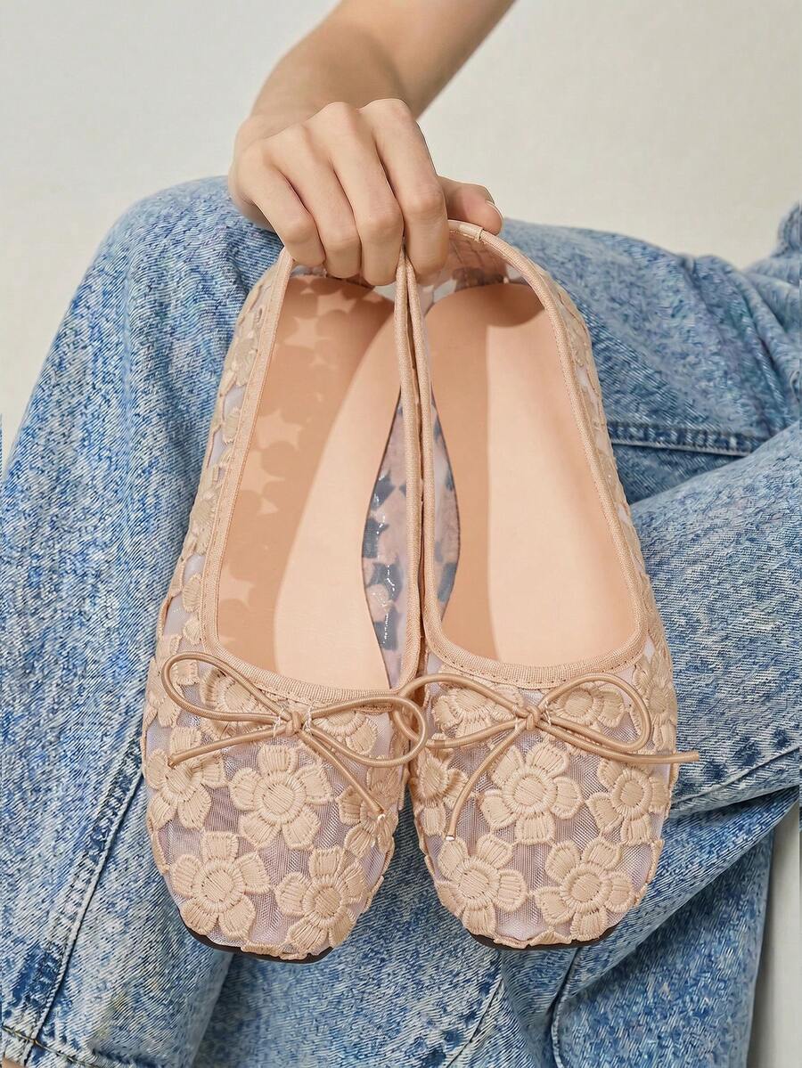 mesh sequin Mary Jane ballet flats image 49 showing visible shoe design, texture, strap, heel or flat sole details