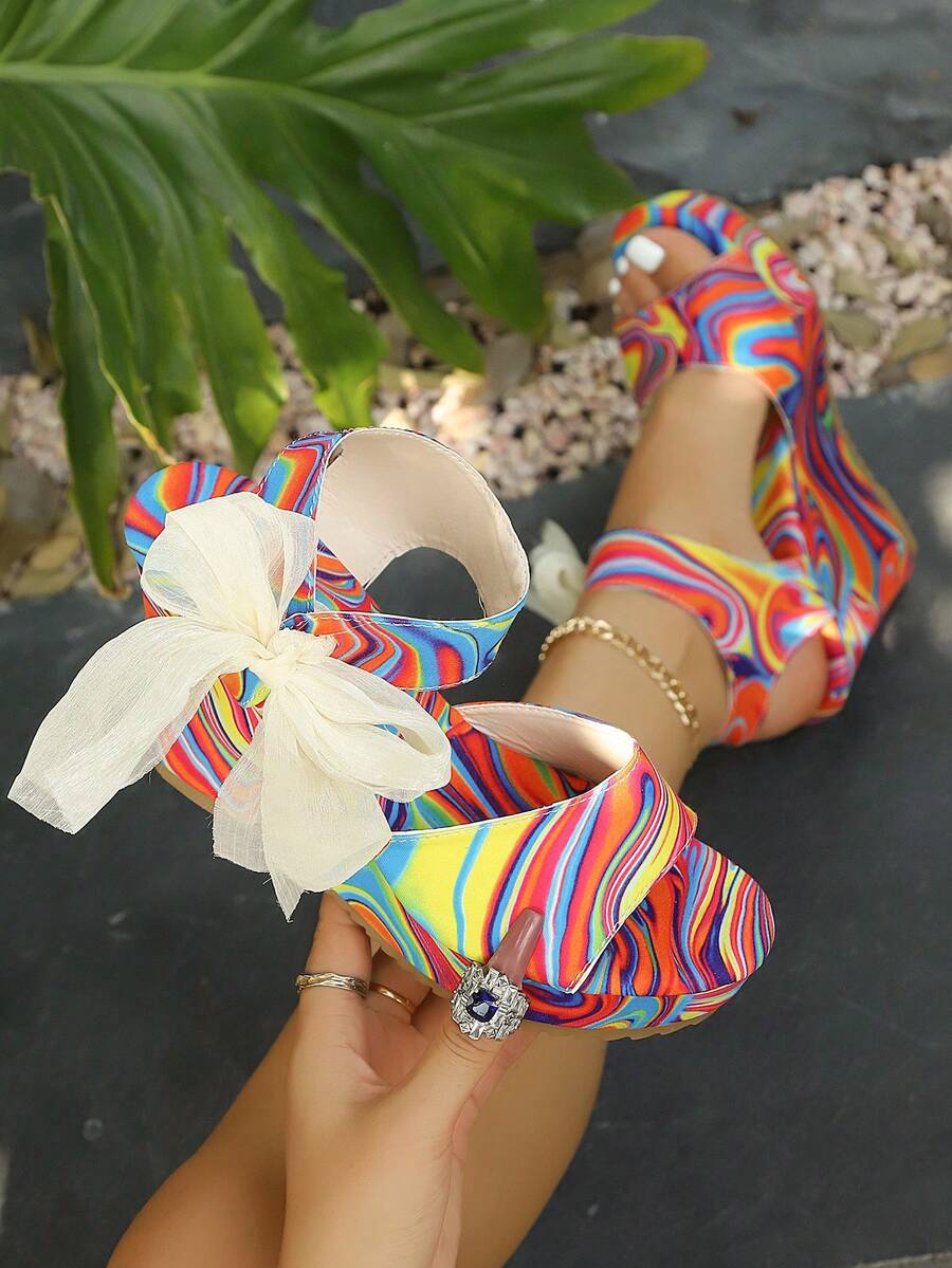 Image 1 - front view of European and American Plus Size Platform Wedge Sandals for Stylish Comfort